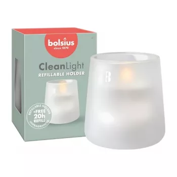 Vela perfumada BOLSIUS Clean Light em vidro Ø95x85mm sem perfume