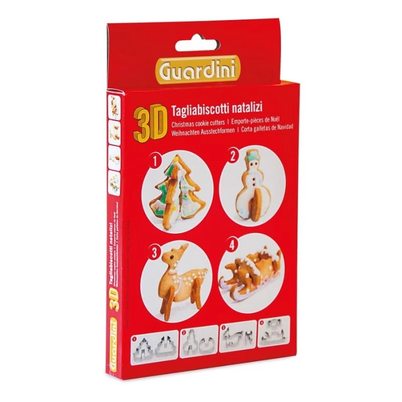 Conjunto de formas 3D para bolo de gengibre GUARDINI com 4 formas numa caixa 21 x 12,5 x 2 cm