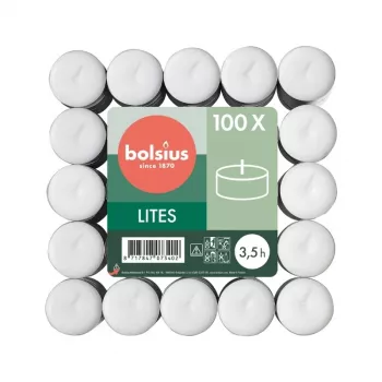 BOLSIUS Velas de chá 100 unidades brancas