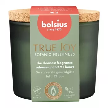BOLSIUS Vela perfumada True Joy em vidro com tampa de cortiça, Botanic Freshness, Ø66 x 83 mm