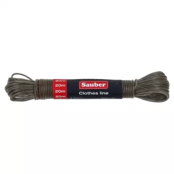 SAUBER 20m Estendal com núcleo de aço e revestimento de PVC, branco