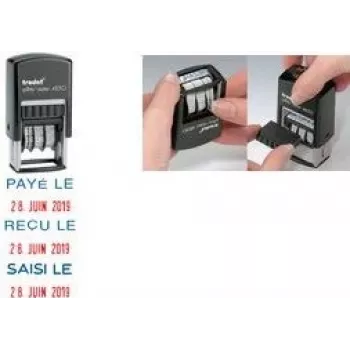 Carimbo de data autoentintado Trodat Printy Dater 4850L PAYÉ LE (FR), francês, 24 x 24 mm, preto 4850/L2