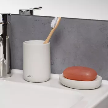 Porta-escovas de dentes TATAY Soft Ceramic, branco