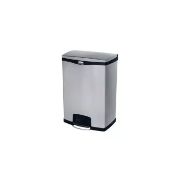 Rubbermaid Slim Jim caixote do lixo com pedal em aço inoxidável 90L, prata/preto, pedal frontal 1901999