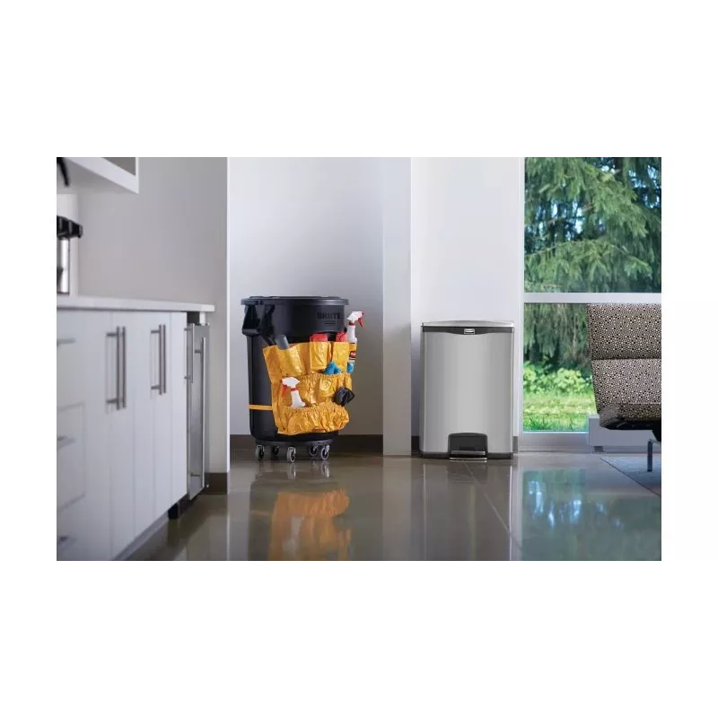 Rubbermaid Slim Jim caixote do lixo com pedal em aço inoxidável 90L, prata/preto, pedal frontal 1901999