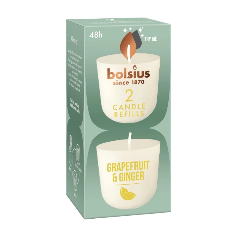 BOLSIUS Clean Light velas de recarga 2 unid. baunilha e fava tonka