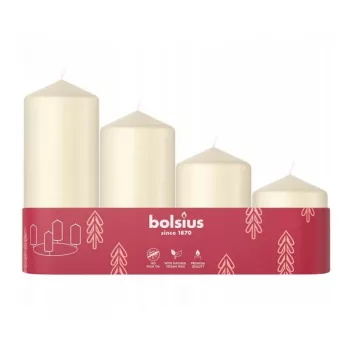 Bolsius Conjunto de velas cilindro, 4 unid., 120/100/80/60 x 48 mm, creme
