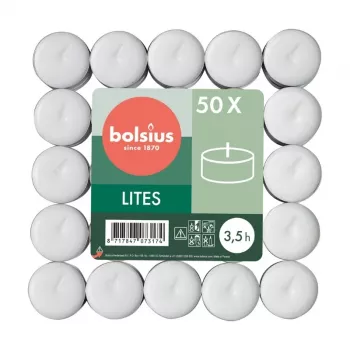 BOLSIUS Velas de chá 50 unid. branco