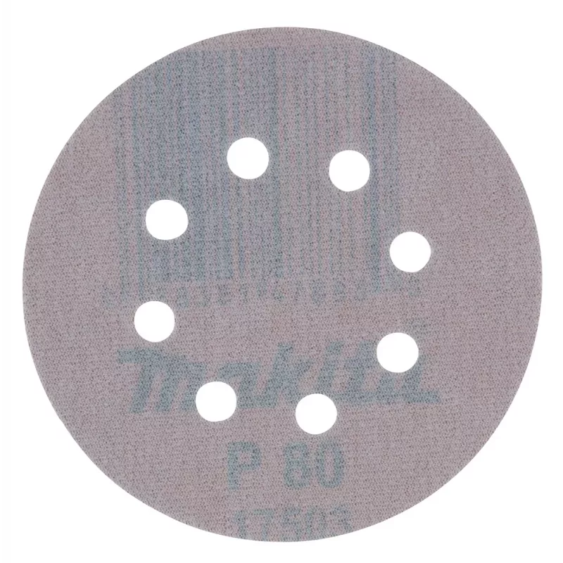 Makita D-65838 Disco de lixa 125mm P80 grão pack de 10 fixação de velcro 8 furos