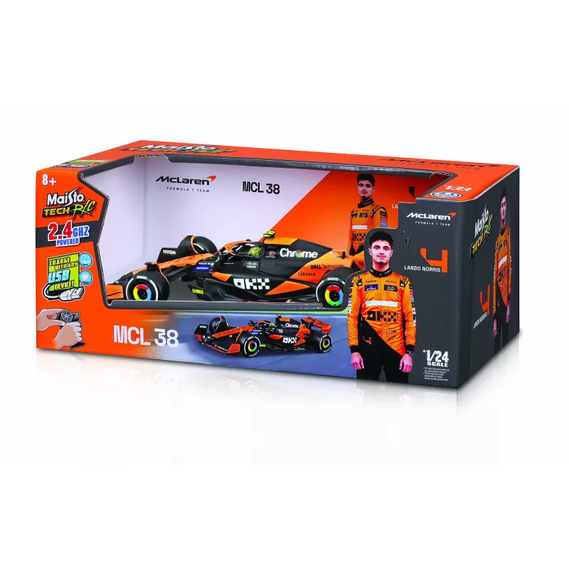 MaistoTech 582359N F1 McLaren MCL38 ´24 Miami Version #4 Norris 1:24 carro RC de iniciação, carro de corrida elétrico