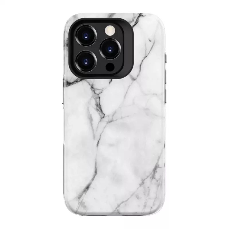 Evelatus Armor Capa para Apple iPhone 15 – híbrida TPU+PC, impressão personalizada mármore branco