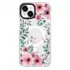 Evelatus iPhone 15 Plus Capa transparente MagSafe com padrão floral