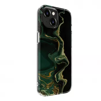 Evelatus Apple iPhone 15 Capa PC mármore verde-escuro