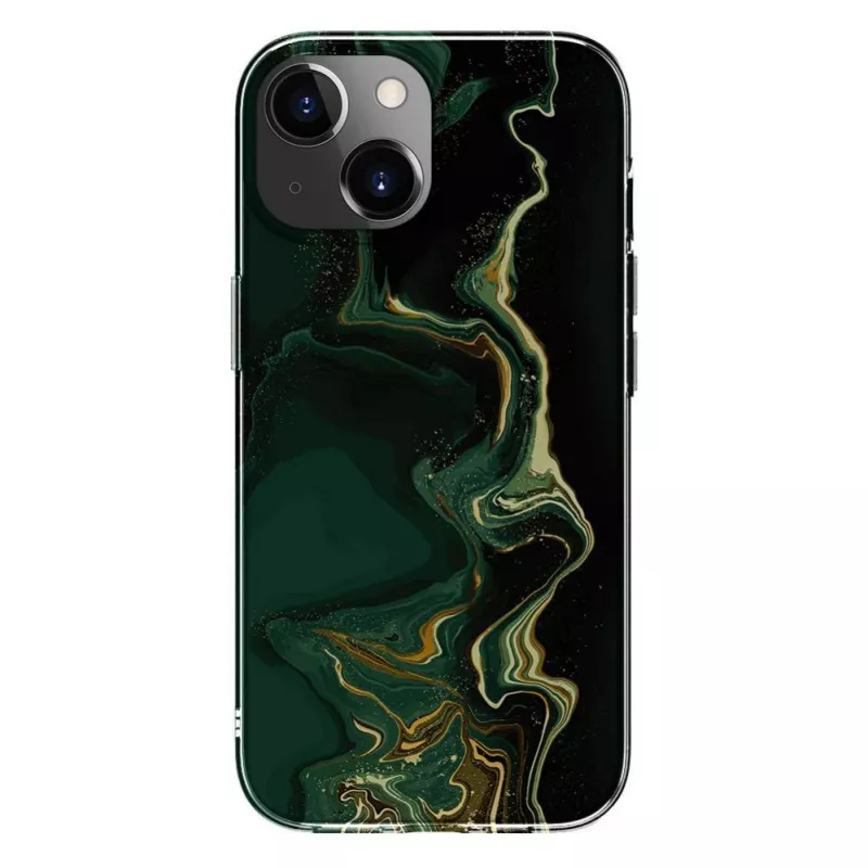 Evelatus Apple iPhone 15 Capa PC mármore verde-escuro