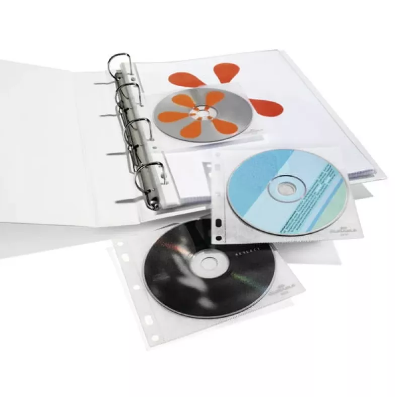 DURABLE 1 capa para CD/DVD FILE perfurável transparente, 10 unid.