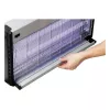 Matador elétrico de insetos Bartscher IV-65, 2 tubos UV-A de 15 W, cobertura de 150 m², grelha de 2500 V, montagem na parede/autónomo, alumínio/plástico
