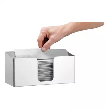 Dispensador de toalhas de papel Bartscher ILZF20, prateado, aço cromado niquelado escovado, montagem na parede, com fecho 850057
