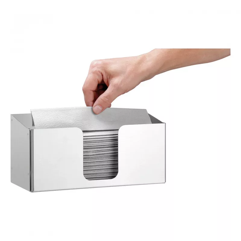 Dispensador de toalhas de papel Bartscher ILZF20, prateado, aço cromado niquelado escovado, montagem na parede, com fecho 850057