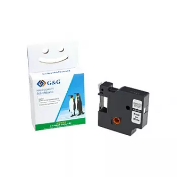 Fita de etiquetar compatível G&G 9mm x 7m Preto sobre Branco para Dymo D1 40913