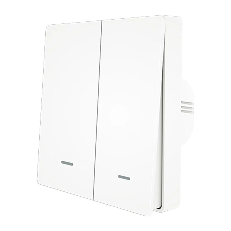 Interruptor de luz ZigBee 2 canais MOES ZS-B-EU2, sem neutro, Branco