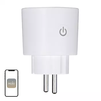Tomada inteligente MOES MWP-EU16M-WH-MS com medição de energia, 16A, Wi-Fi, Branco