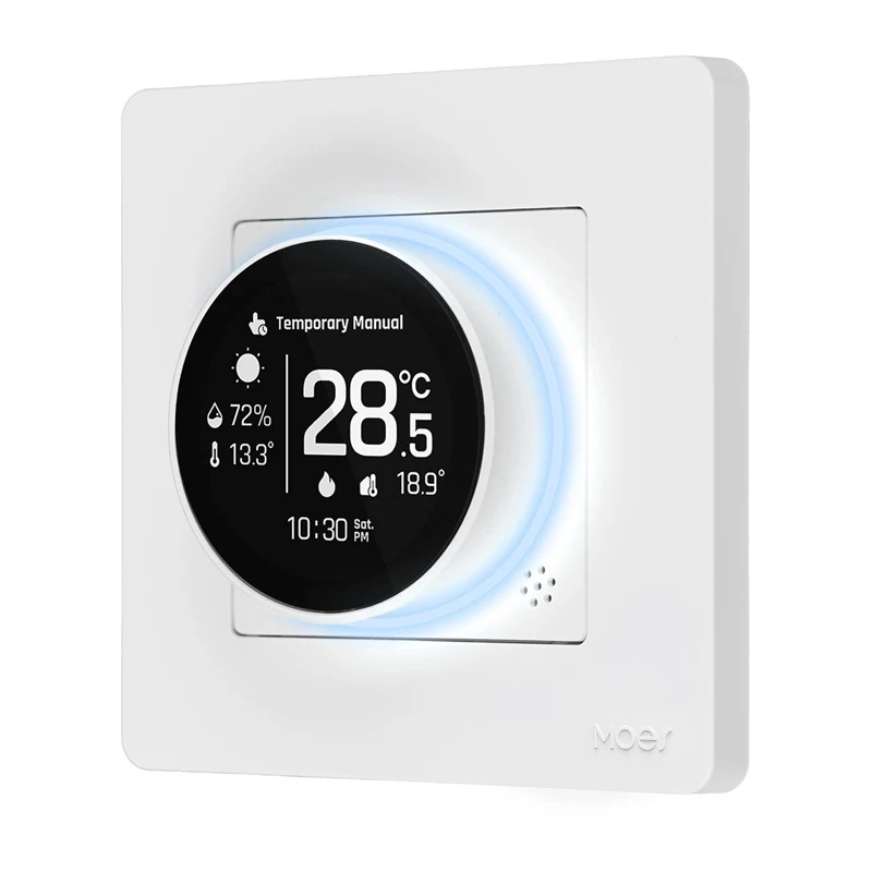 Termostato inteligente ZigBee MOES ZHT-SR-GB-WH-MS para aquecimento elétrico, branco