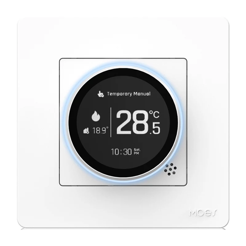 Termostato inteligente ZigBee MOES ZHT-SR-GB-WH-MS para aquecimento elétrico, branco