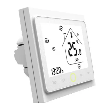 Termostato inteligente Wi-Fi LCD MOES BHT-002 para aquecimento a água, ecrã tátil, controlo por app e voz, branco