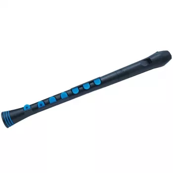 Nuvo Recorder+ Flauta de bisel soprano preta e azul com dedilhação alemã e barroca intercambiável
