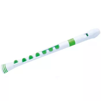 NUVO Recorder+ Flauta de bisel soprano branca e verde, dedilhação alemã, afinação em Dó, plástico ABS, com estojo, vareta de limpeza e tabela de dedilhação