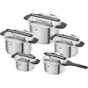ZWILLING MORE Conjunto de 5 peças de panelas em aço inoxidável com tampas de vidro, adequado para indução