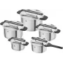 ZWILLING MORE Conjunto de 5 peças de panelas em aço inoxidável com tampas de vidro, adequado para indução