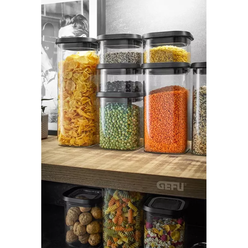 GEFU PANTRY Recipiente retangular 2,5 L preto, transparente 1 unid.