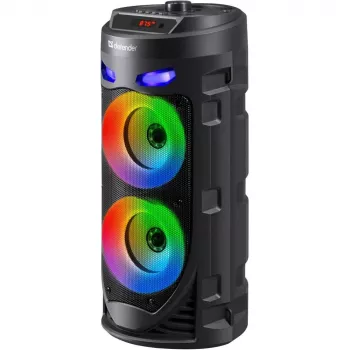 Altifalante Bluetooth portátil Defender CRASHBOOM 16W com karaoke, FM, LED, TWS, microfone e comando - preto
