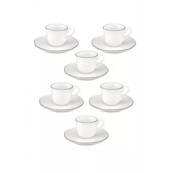 LA PORCELLANA BIANCA Teresa Conjunto de chávenas de café com pires, 90 ml, porcelana, branco, 12 peças