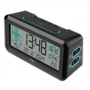 TFA Dostmann 60.2562.01.GB despertador radiofónico preto azul-claro