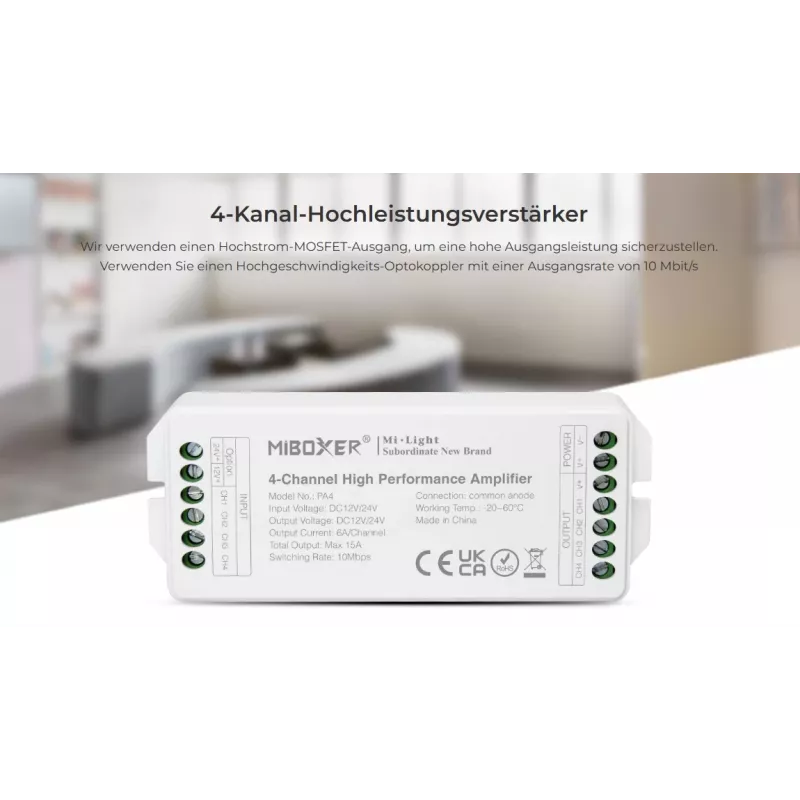 Synergy 21 controlador LED série AMP amplificador de 4 canais para MiLight/MiBoxer (PA4)