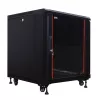 IT-BUDGET Armário de rede 19 polegadas SRK - 12U - 600x600 mm - Porta de vidro/aço - Flatpack - Preto (90ITB19SRK1266GSN)