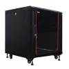 IT-BUDGET Armário de rede 19 polegadas SRK 12U 600x600 mm Porta de vidro/aço pré-montado Preto 99ITB19SRK1266GSNM