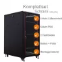 IT-BUDGET Armário de rede 19 polegadas SRK Conjunto completo - 27U - 600x800 mm - Porta de vidro/maciça - 4 ventoinhas ativas - PDU - Prateleiras - Flatpack - Preto (90ITB19SRK2768GS)