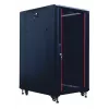 IT-BUDGET Armário de rede 19 polegadas SRK Conjunto completo - 27U - 600x800 mm - Porta de vidro/maciça - 4 ventoinhas ativas - PDU - Prateleiras - Flatpack - Preto (90ITB19SRK2768GS)