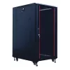 IT-BUDGET Armário de rede 19 polegadas SRK Conjunto completo - 27U - 600x800 mm - Porta de vidro/maciça - 4 ventoinhas ativas - PDU - Prateleiras - Flatpack - Preto (90ITB19SRK2768GS)