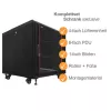 IT-BUDGET Armário de rede 19 polegadas SRK Conjunto completo 12U 600x600 mm Porta de vidro/aço 4 ventoinhas PDU prateleiras Flatpack Preto 90ITB19SRK1266GS
