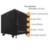 IT-BUDGET Armário de rede 19 polegadas SRK Conjunto completo 12U 600x600 mm Porta de vidro/aço 4 ventoinhas PDU prateleiras Flatpack Preto 90ITB19SRK1266GS