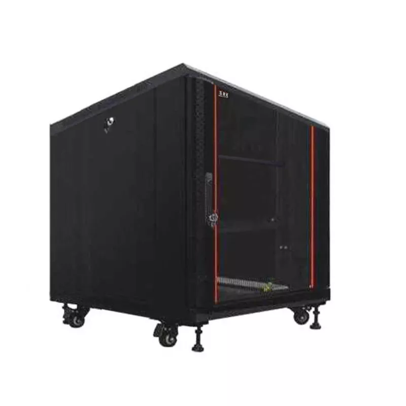 IT-BUDGET Armário de rede 19 polegadas SRK Conjunto completo 12U 600x600 mm Porta de vidro/aço 4 ventoinhas PDU prateleiras Flatpack Preto 90ITB19SRK1266GS