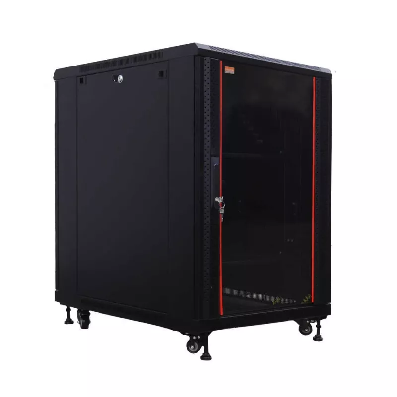 IT-BUDGET Armário de rede 19 polegadas SRK - 27U - 600x800 mm - Porta de vidro/aço - Montado - Preto 99ITB19SRK2768GSNM