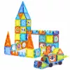 LEAN TOYS blocos de construção magnéticos com janelas e autocolantes 3D de veículos, 138 peças