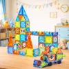 LEAN TOYS blocos de construção magnéticos com janelas e autocolantes 3D de veículos, 138 peças