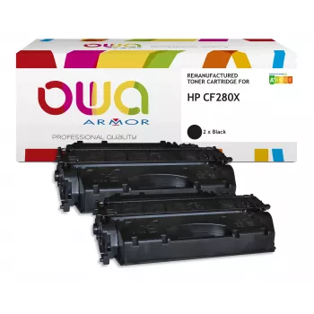 Armor OWA cartucho de toner compatível pack de 2 preto substituto de HP CF280X/CF280XD