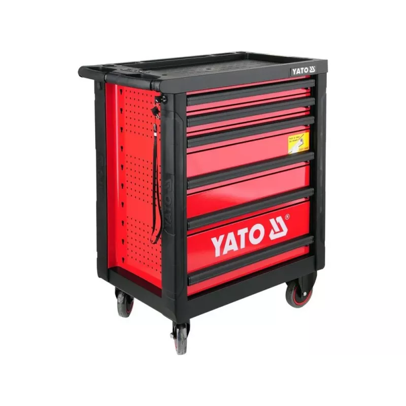 Yato YT-5530 carrinho de ferramentas com 7 gavetas aço preto/vermelho